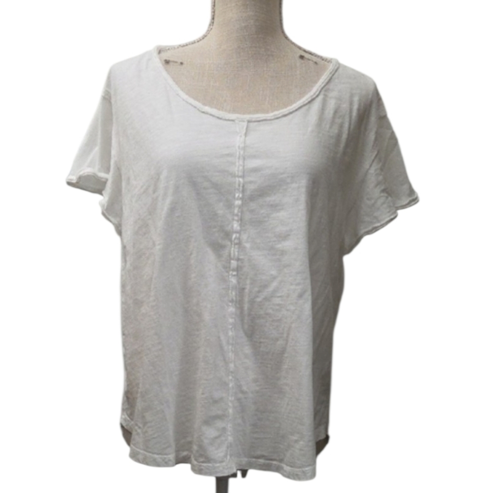 Mustard Seed White Scoop Neck Short Sleeve Top